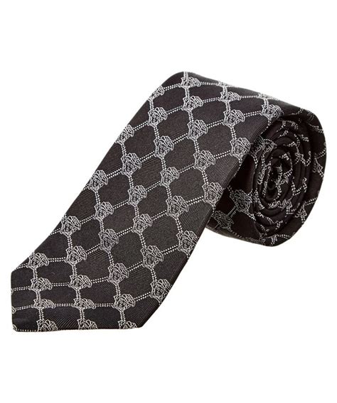 versace silk tie black